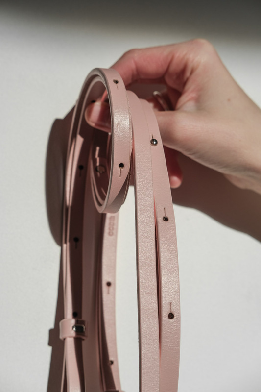 Shoulder + waist straps 1 cm in dusty rose colour
