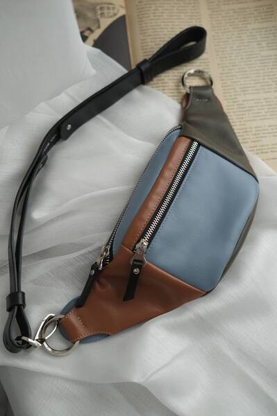Compact waist bag CODE: UNIK "Color Block Caramel"